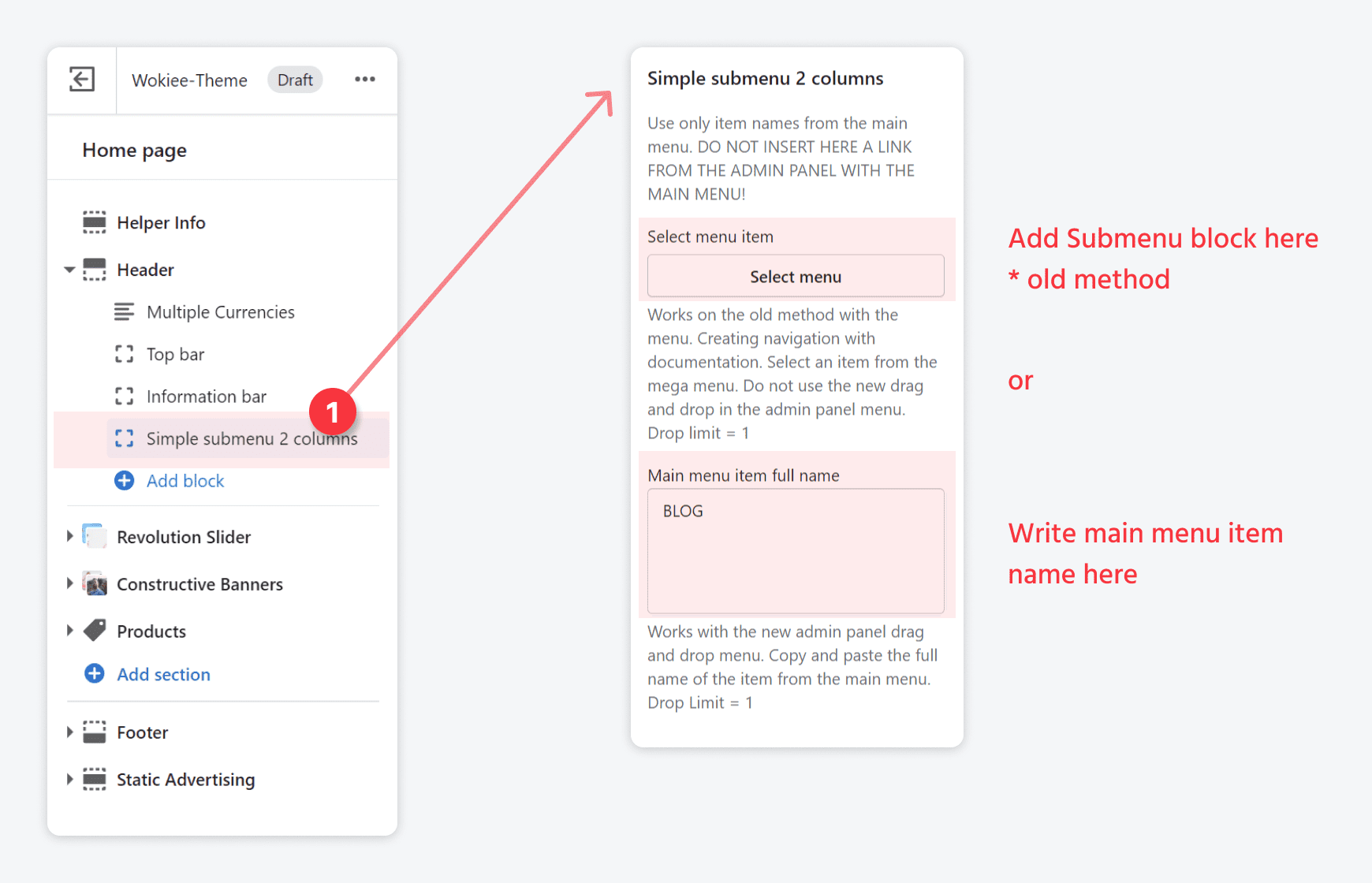 Create Simple submenu with title