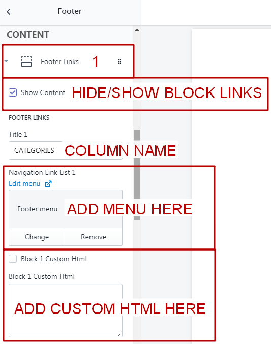 Footer navigation