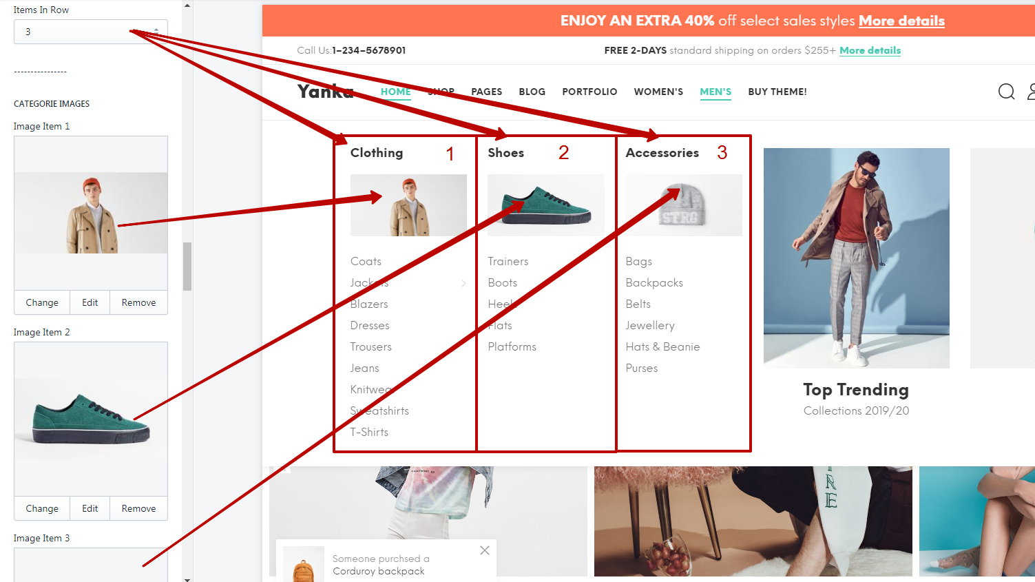 Items in row