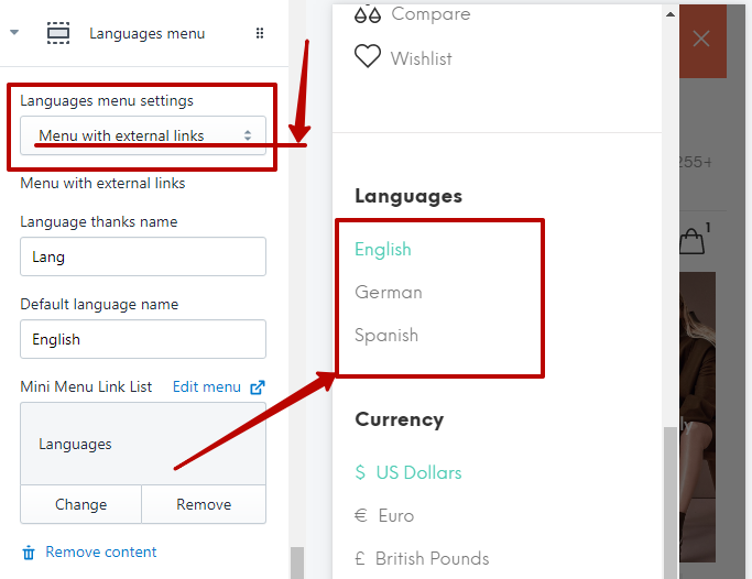 Language settings